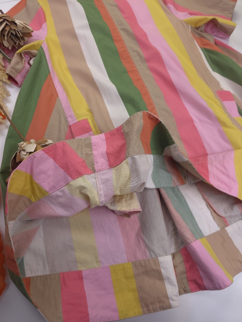 Anthropologie Maeve Multicolor Vertical Stripe Short Sleeve Cotton Tunic Dress M - Picture 5 of 11